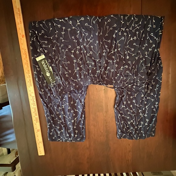 NWT Sag Harbor Pants Dark Blue and White Floral Pattern Pockets 3X - Picture 5 of 6